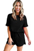 Casual Textured Tee and Drawstring Shorts Set